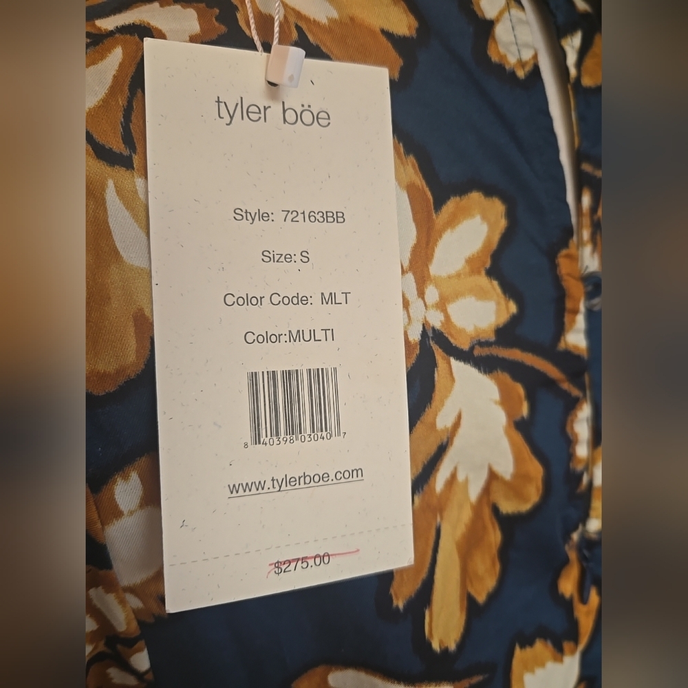 Tyler Boe Women's Small Sammy Grand Floral Dress Navy 100% Cotton With Pockets - Picture 10 of 10